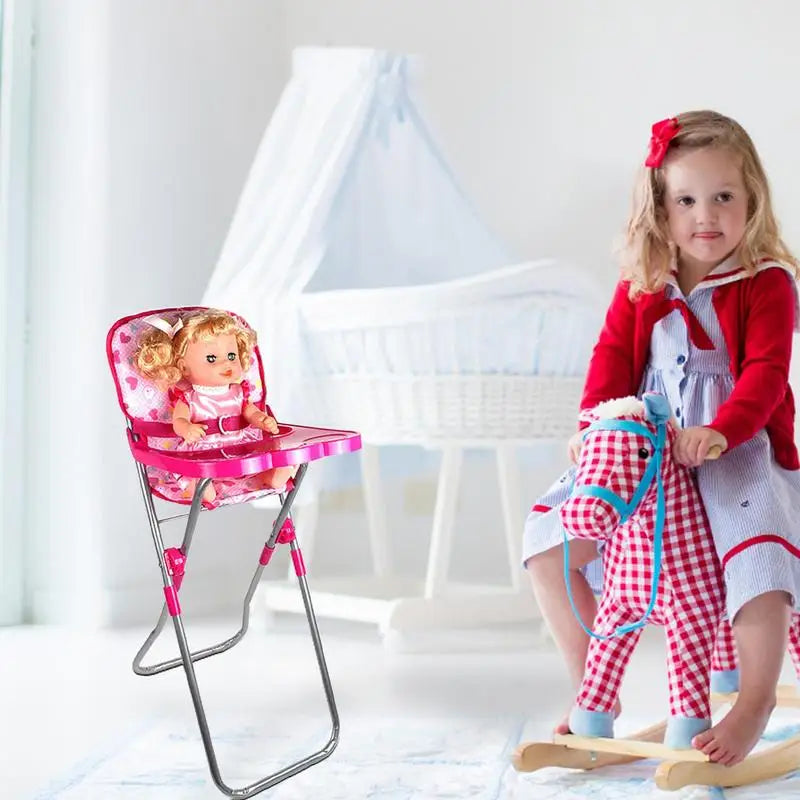 Simulation Doll Stroller Set Pink Baby Stroller Pretend Play Toys