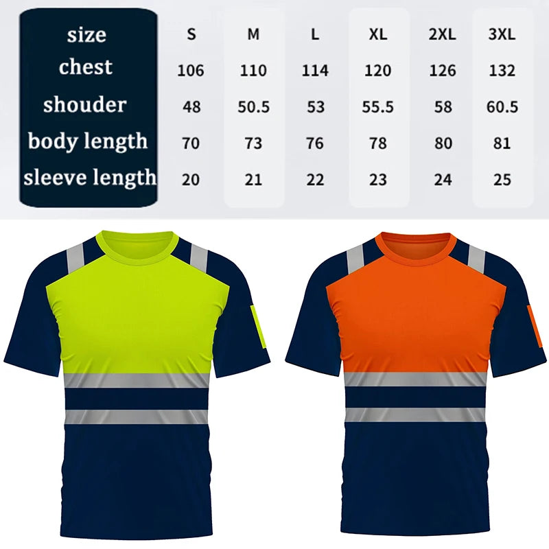 High Visibility Safety Work Shirts Summer Breathable Work T Shirt