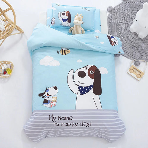 3Pcs Cartoon Cotton Crib Bed Linen Kit Baby Princess Bedding Set