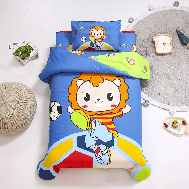 3Pcs Cartoon Cotton Crib Bed Linen Kit Baby Princess Bedding Set