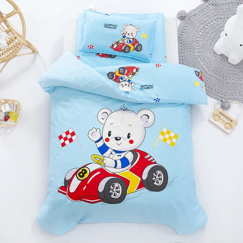3Pcs Cartoon Cotton Crib Bed Linen Kit Baby Princess Bedding Set