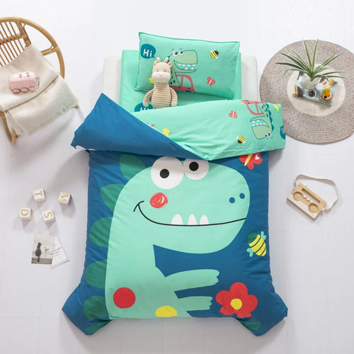 3Pcs Cartoon Cotton Crib Bed Linen Kit Baby Princess Bedding Set