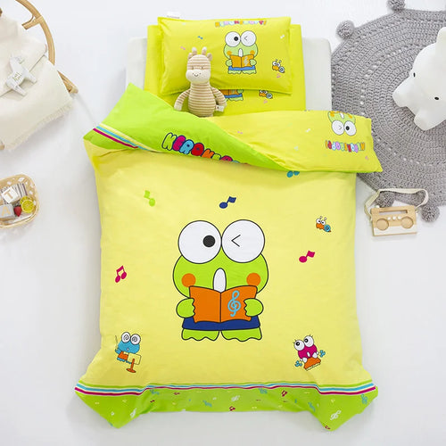 3Pcs Cartoon Cotton Crib Bed Linen Kit Baby Princess Bedding Set