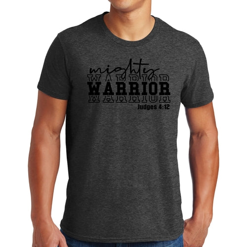 Mens Graphic T-shirt Mighty Warrior Black Illustration