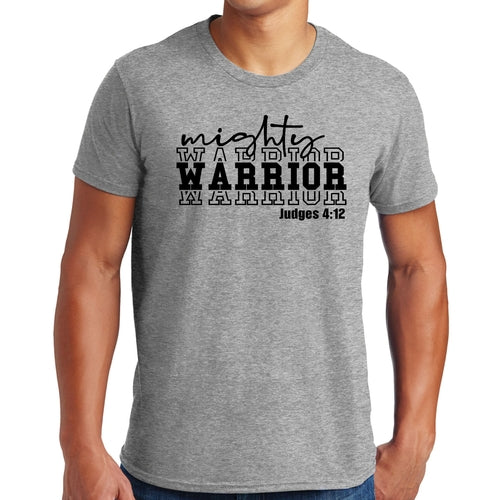 Mens Graphic T-shirt Mighty Warrior Black Illustration
