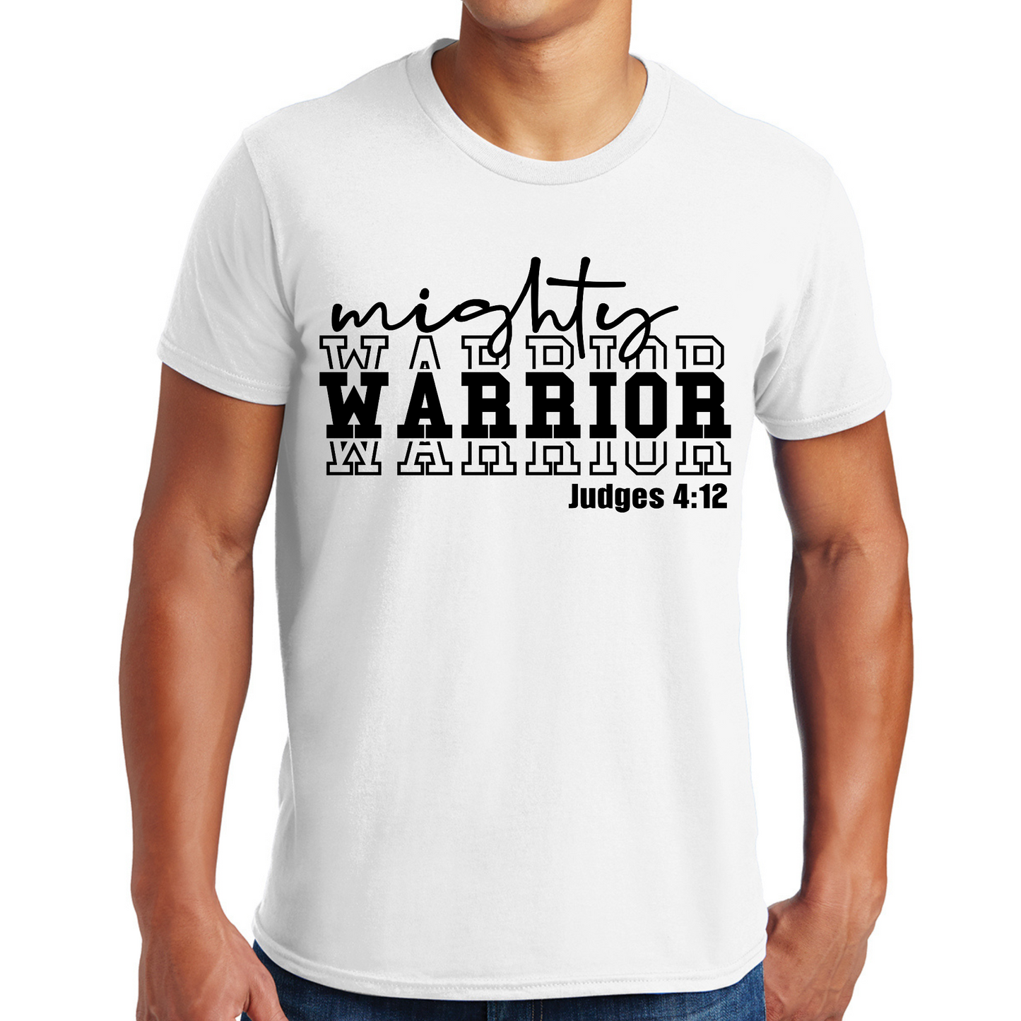 Mens Graphic T-shirt Mighty Warrior Black Illustration